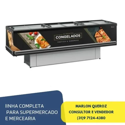 Ilha de Congelados 2,9M Vidro Reto Gelopar 220v