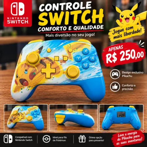 ? Controle Pikachu para Nintendo Switch! ? Deixe suas partidas muito mais divertidas
