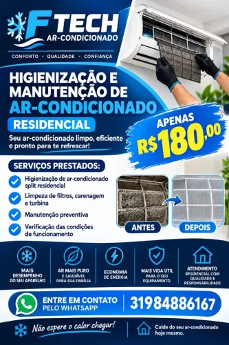 Higienização de Ar-Condicionado Split Residencial - R$ 180