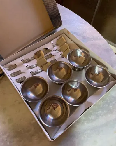 Jogo de Sobremesa em Aço Inox - Vintage na Caixa