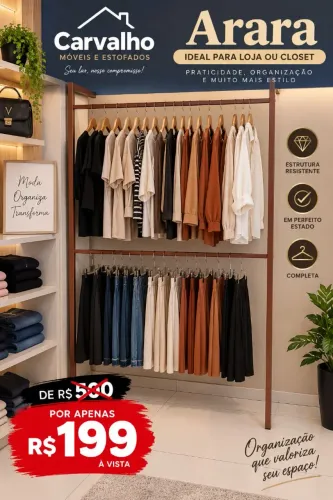 Promoção imperdível por apenas 199 Arara de roupas pra loja e closet em perfeito estado