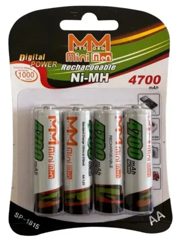 Pilha Recarregavel Aa 4700mah Cartela Com 4 Unidades