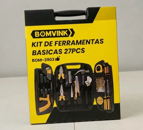 KIT DE FERRAMENTAS BÁSICAS BOMVINK BOM-3903 COM MALETA 27 PEÇAS