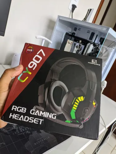 Fone Headset Gamer Mambasnake RGB Preto Novo Lacrado!