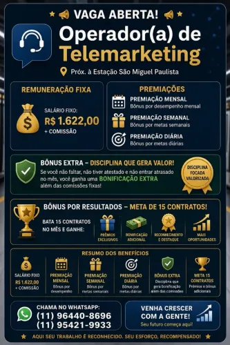 Vagas começo imediato 