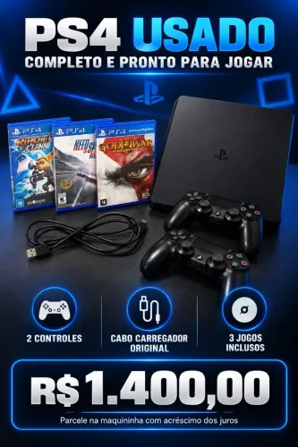 Vendo PS4 1T- Parcelo no cartão