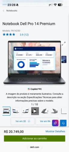 Notebook Dell pro 14 premium