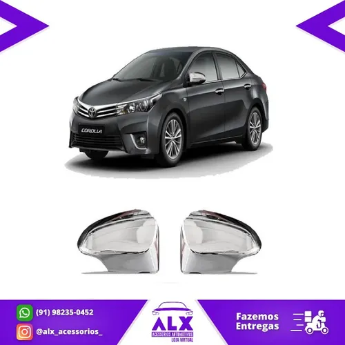 Par Aplique Capa Retrovisor Cromado Corolla - Yaris