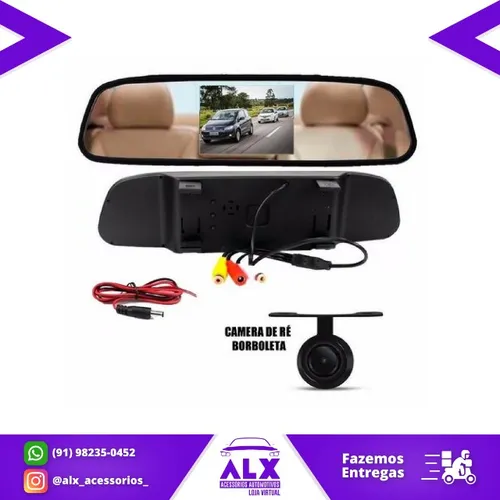 Retrovisor +  C/ Câmera - Espelho - Câmera de Ré