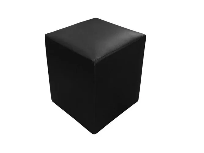 Puff quadrado Preto Corino Até 12x - Frete Grátis