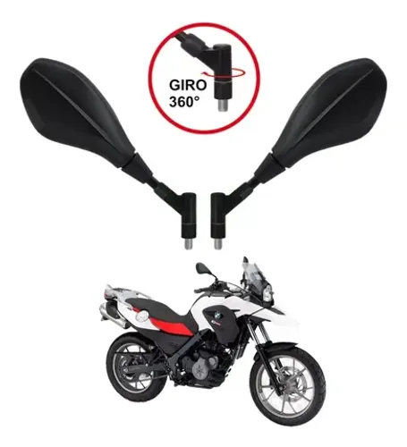 Par Espelho Retrovisor Bmw Gvs 650 Giro 360 Lente Plana Mini