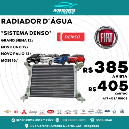 Radiador D'água GrandSiena Novo Uno Palio 2012/ Mobi 2016/ *DENSO*