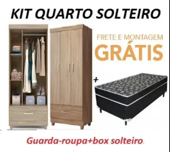 Kit para quarto de solteiro Cama + Guarda Roupa 