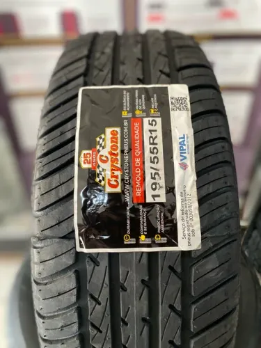 Pneu remold 195/55/15 Crystone *borracha vipal* (instalação gratuita)