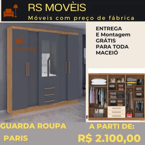 Guarda roupa de casal Paris oferecemos entrega e montagem grátis para toda Maceió