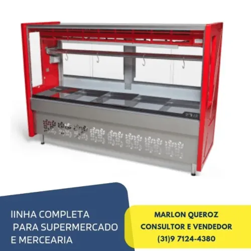 Balcão de Açougue 1,75 Vidro Reto Standart Novo