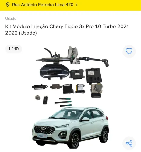 Kit Módulo Injeção Chery Tiggo 3x Pro 1.0 Turbo