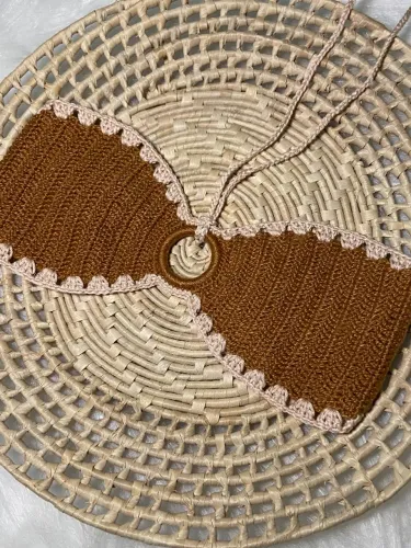 Top, cropped faixa em croche 