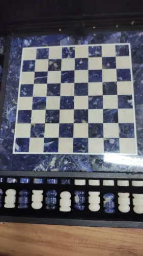 Jogo de Xadrez e Dama em Pedra Marmore