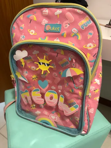 Mochila Rosa Puket - Para uso nas costas