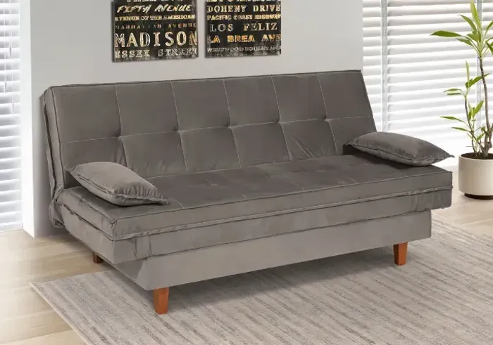 Sofá Cama No Cinza 2 Lugares