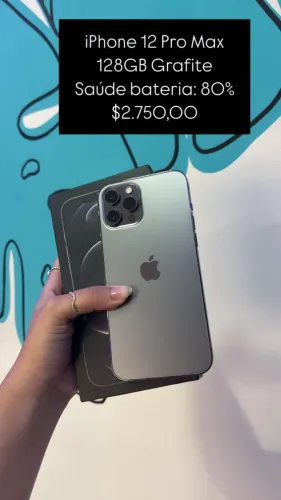 iPhone 12 Pro Max / 128GB / Grafite / Saúde de bateria 80% /R$2750,00/ loja fisica