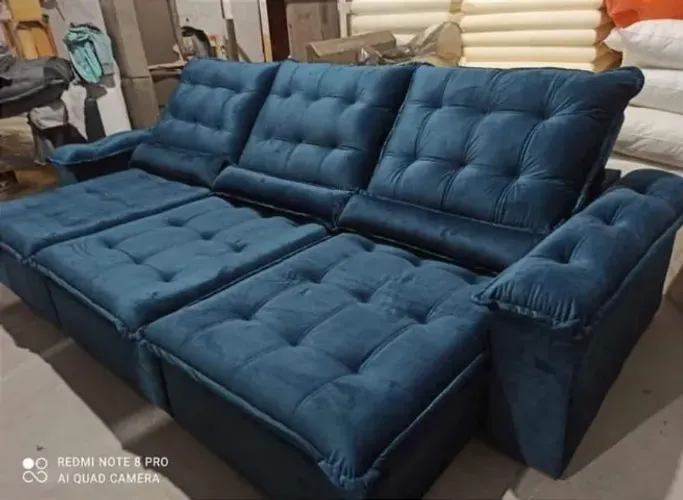 Sofá 3,0m Retrátil e Reclinável com almofadas nos braços - Pagamento na entrega!