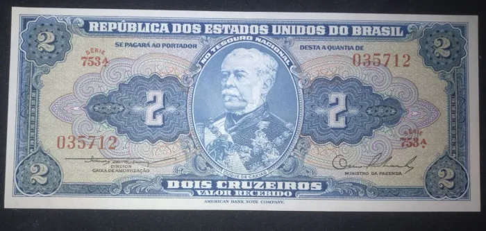 SET 3 CÉDULAS DO CRUZEIRO 1A FAMÍLIA - 2 Cruzeiros 1a estampa 2 e 10 carimbada 2a estampa