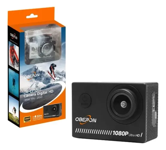 Camera Filmadora Esportes Full Hd 1080p 30fps Cor Preto Novo Com Case a Prova Dágua