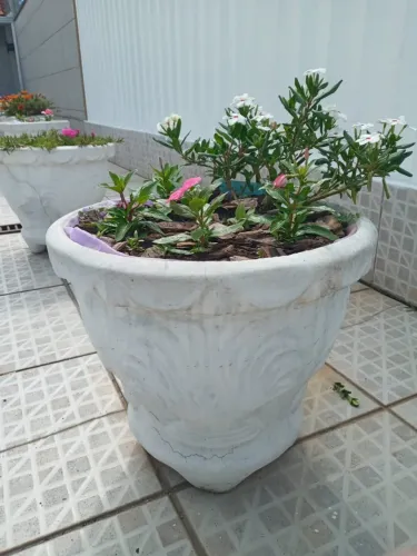 lote de vasos com flores branco , vasos grandes 