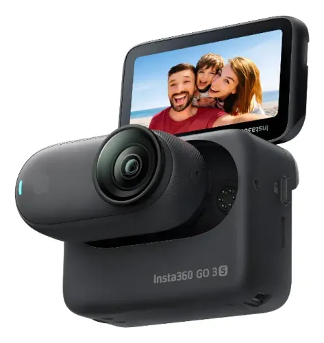Câmera de vlogging Insta360 GO 3S preta portátil minúscula de 128 GB 4K, POV sem usar as m