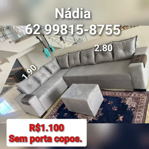 Sofá De 7 lugares cinza claro 