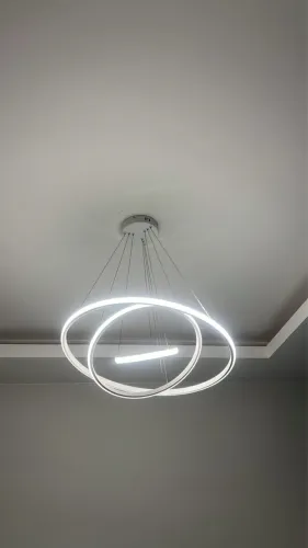 LUSTRE LED CASA ATTRACT 89W | 3 ANÉIS | BRANCO | IMPECÁVEL