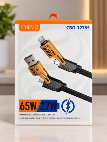 Cabo de Carregamento Rápido 2 em 2 Ineva 65W + 27W - Novo