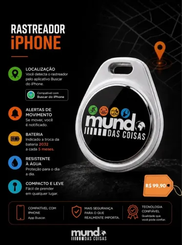 Rastreador para celular Iphone - Carros Bicicleta Gato Cachorro Bagagem