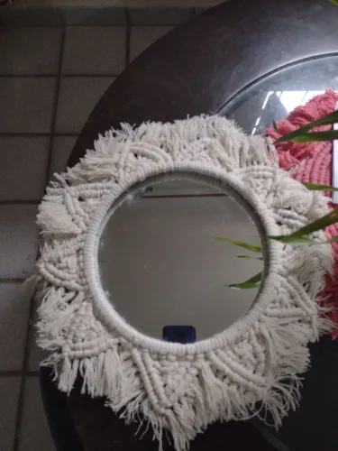 espelho com macramé encomende decoração