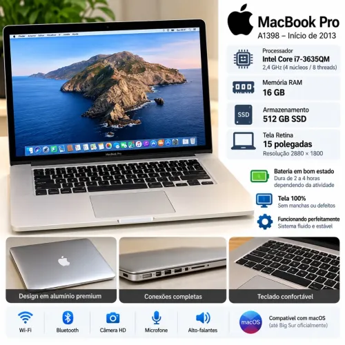 Apple MacBook Pro Retina 15? | i7 | 16 GB RAM | SSD 512 GB