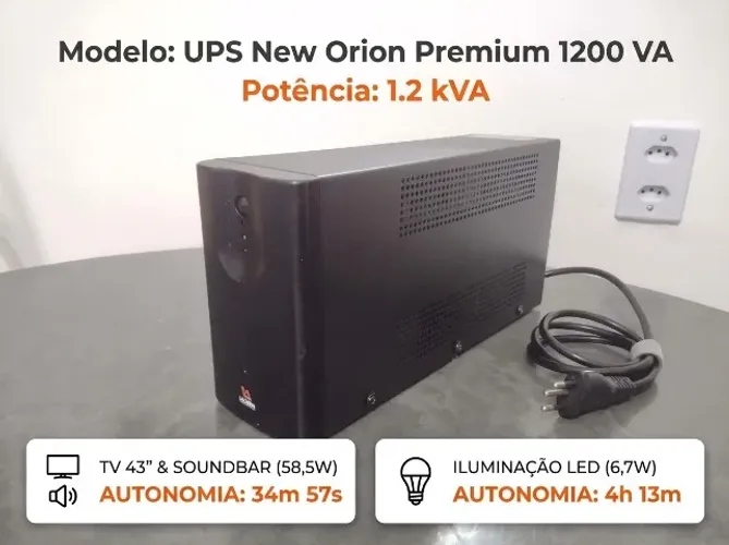 Nobreak Lacerda 1200VA Premium - Bateria Seminova e Autonomia Aferida