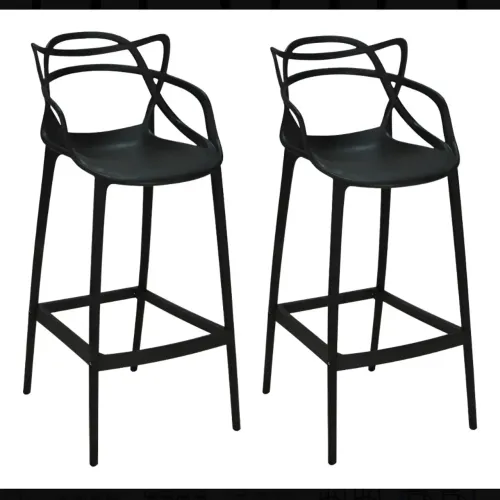 2 Banquetas Allegra preta 108cm