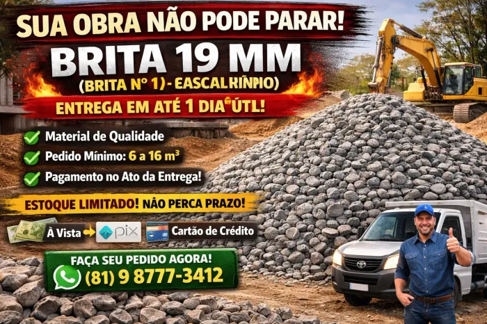 Brita 19 mm de maior resistência para concreto