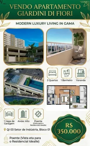 APARTAMENTO PRONTO PARA MORAR NO GAMA - CONDOMÍNIO GIARDINI DI FIORI (MRV) *