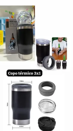 Copo Térmico 3 em 1 para Lata, Long Neck e Bebidas