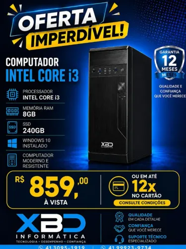 Computador intel Core i3 SSD 240GB - memória 8GB - WINDOWS 10
