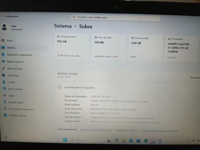 Notebook Dell usado