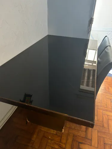 Mesa grande de vidro preto - 6 cadeiras