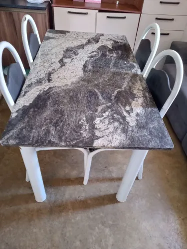 Mesa de cozinha tubular de granito 4 cadeiras