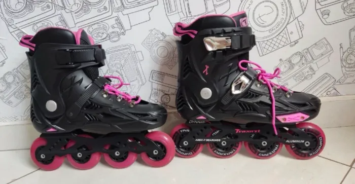 Patins Freestyle Urban Traxart Dynamix Rose + Capacete Oxelo MF500 G(Usado)