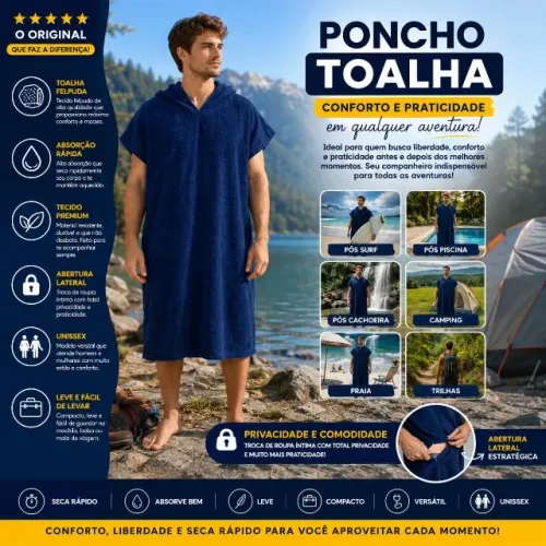 ROUPÃO PONCHO FELPUDO - 100% ALGODÃO
