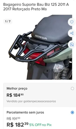 Bagageiro da biz