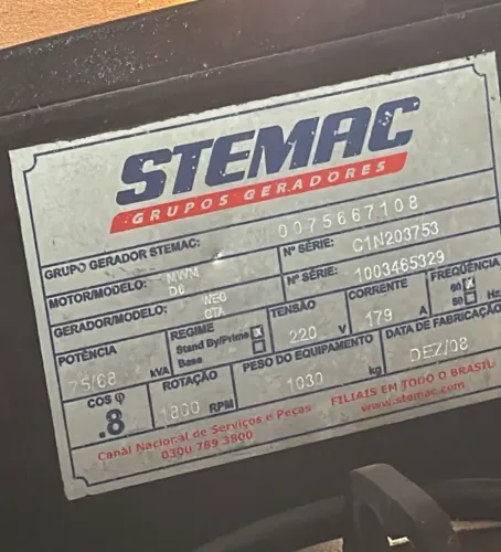 GERADOR 75 kVA trifásico